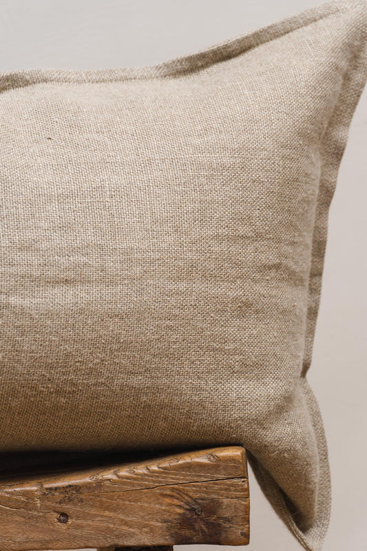 Close-up of the Linen Cushion Heavyweight Natural by Timeless Linen.