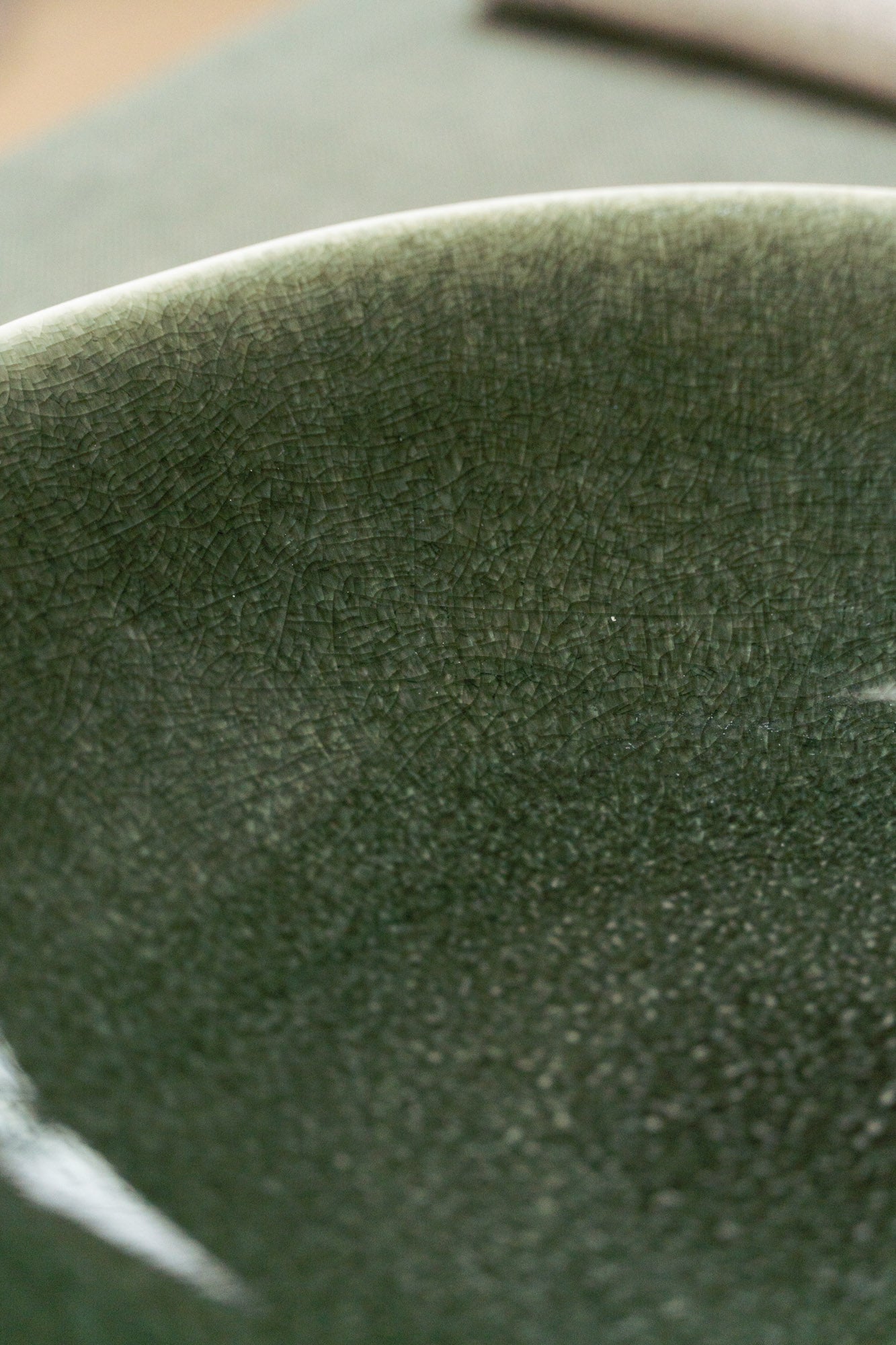 Details of the Maguelone Deep Plate Forest Green by Jars Ceramistes.