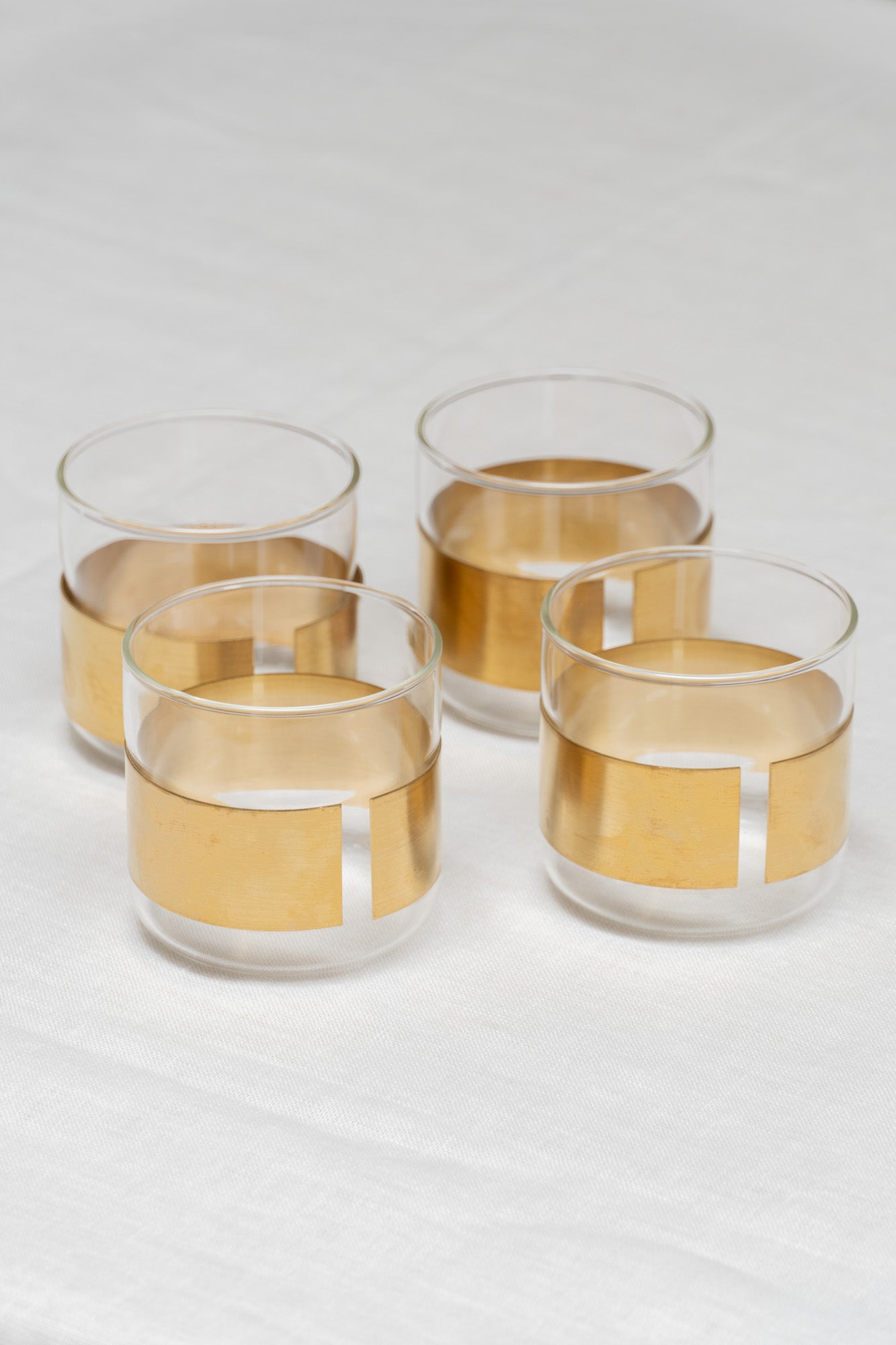 Copper Alchemy Chemistry Glass by Serax. Set of 4 clear glasses with copper plating.