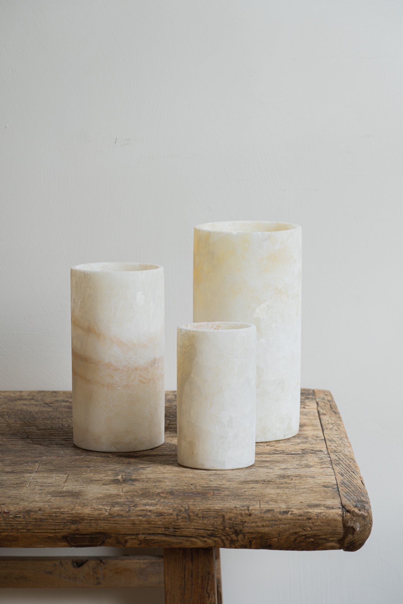 Alabaster Tealight, Cylinder Shape, Candle Holder - Enter The Loft
