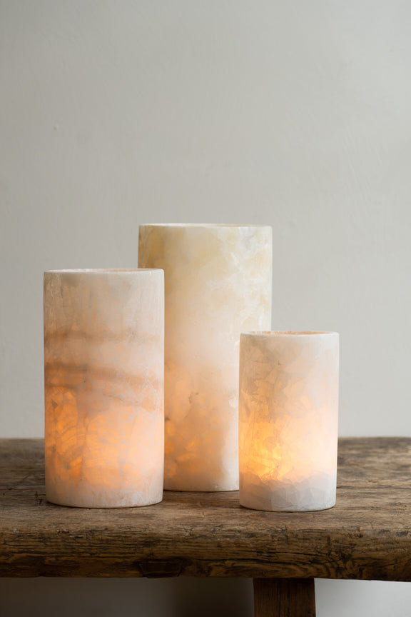Alabaster Tealight, Cylinder Shape, Candle Holder Enter The Loft