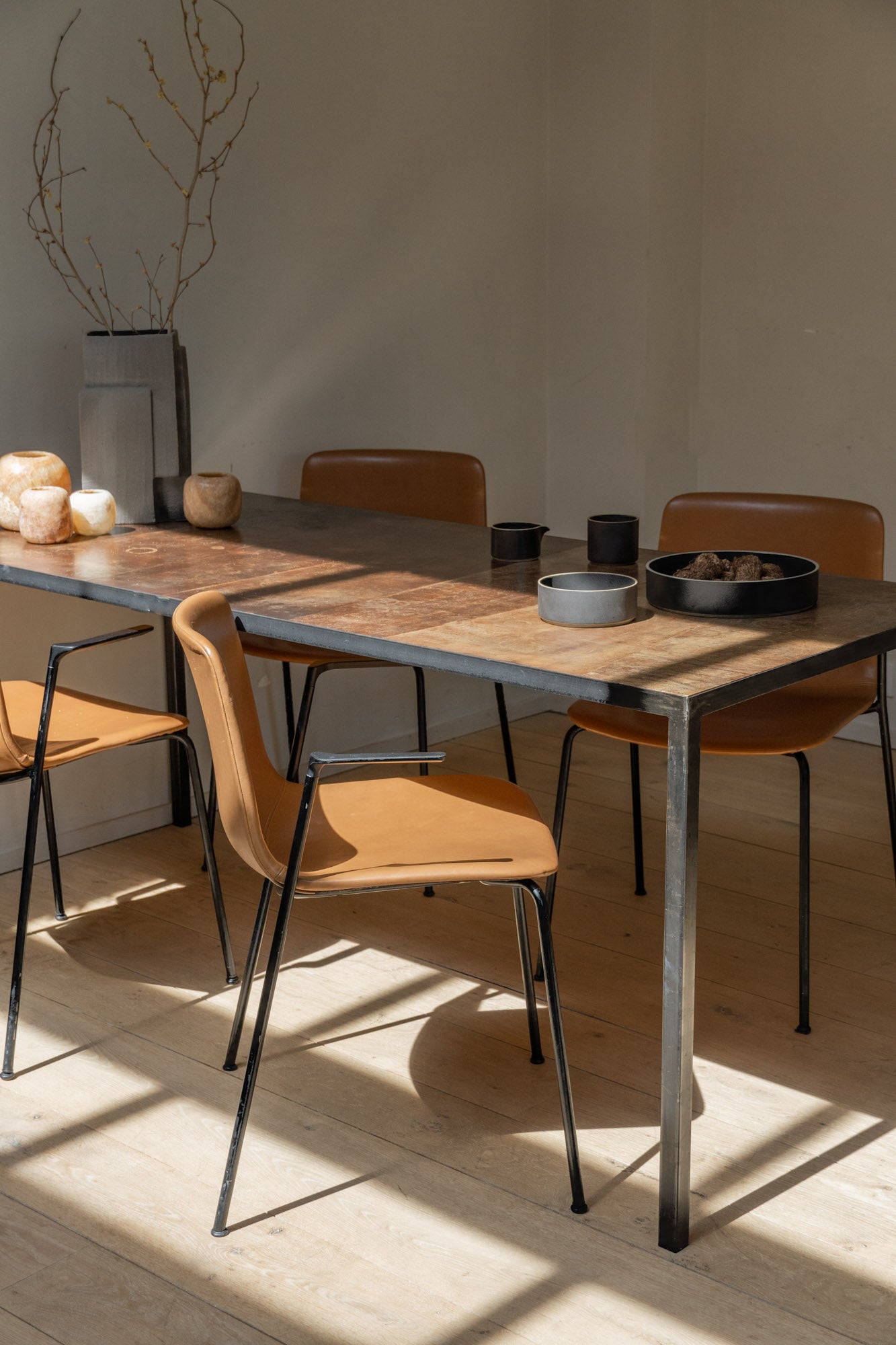 CTR Leather Table by Heerenhuis in interior setting.