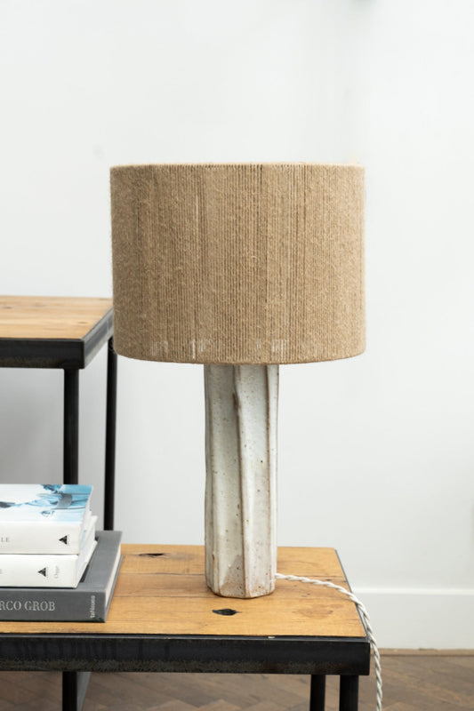 Grès Ceramics Halo Handmade Ceramic Rope Lamp - unique table lamp with a bohemian thin jute rope screen