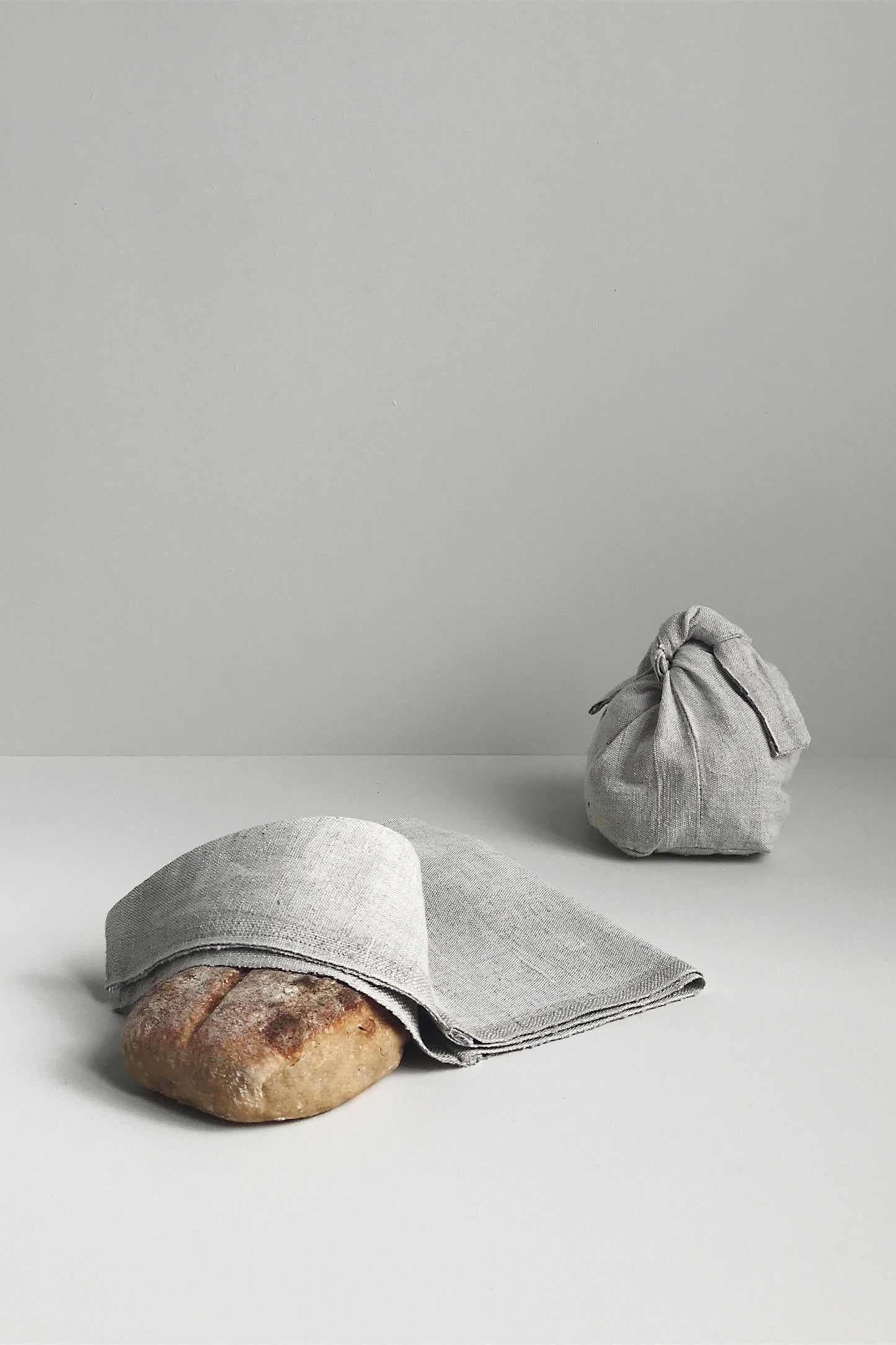 Linen storage bags by Bonni Bonne, here used as bread basket