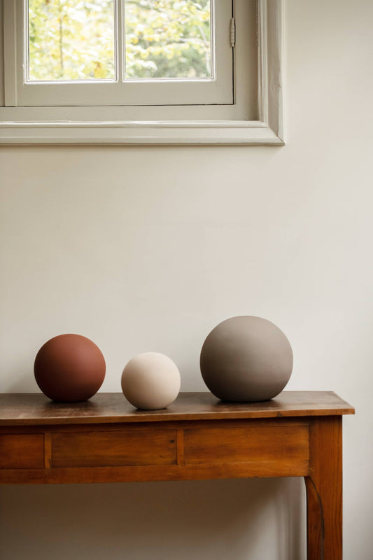 Three Globe Sculptures by Kristina Dam - Scandinavian design interior objects.