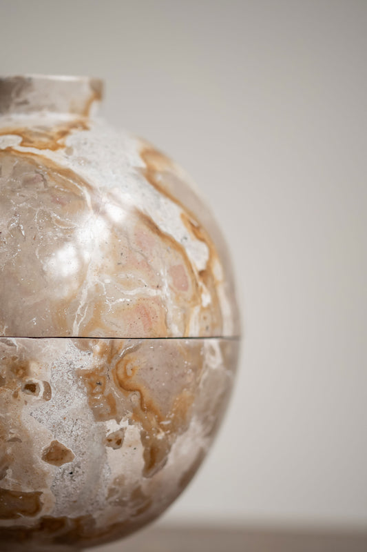 Close-up of the Marble Sphere Box by Kristina Dam.