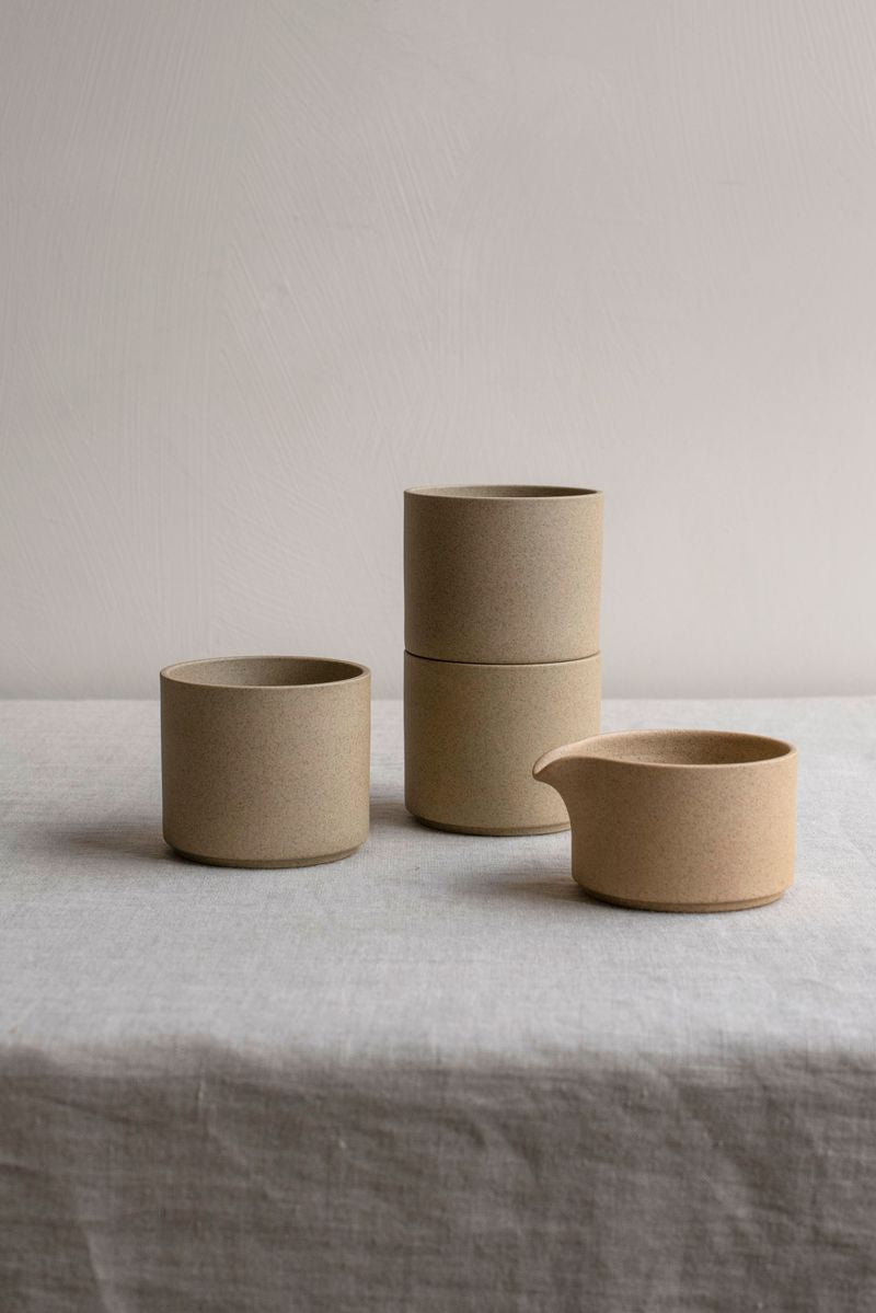 Hasami Cup Medium Natural and Milk Pitcher by Hasami Porcelain