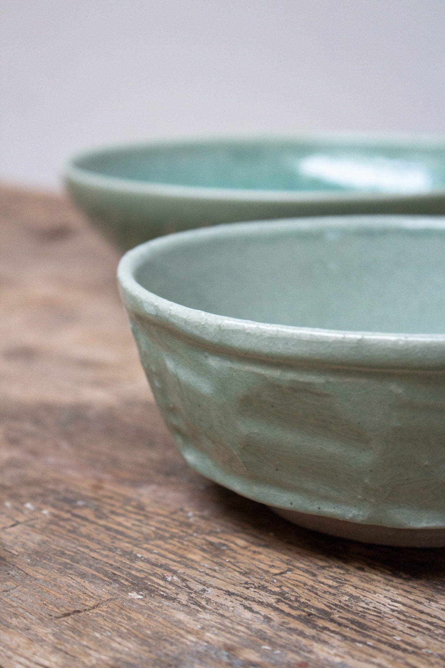 Close-up of the Dashi Bowl Soft Green by Jars Ceramistes.