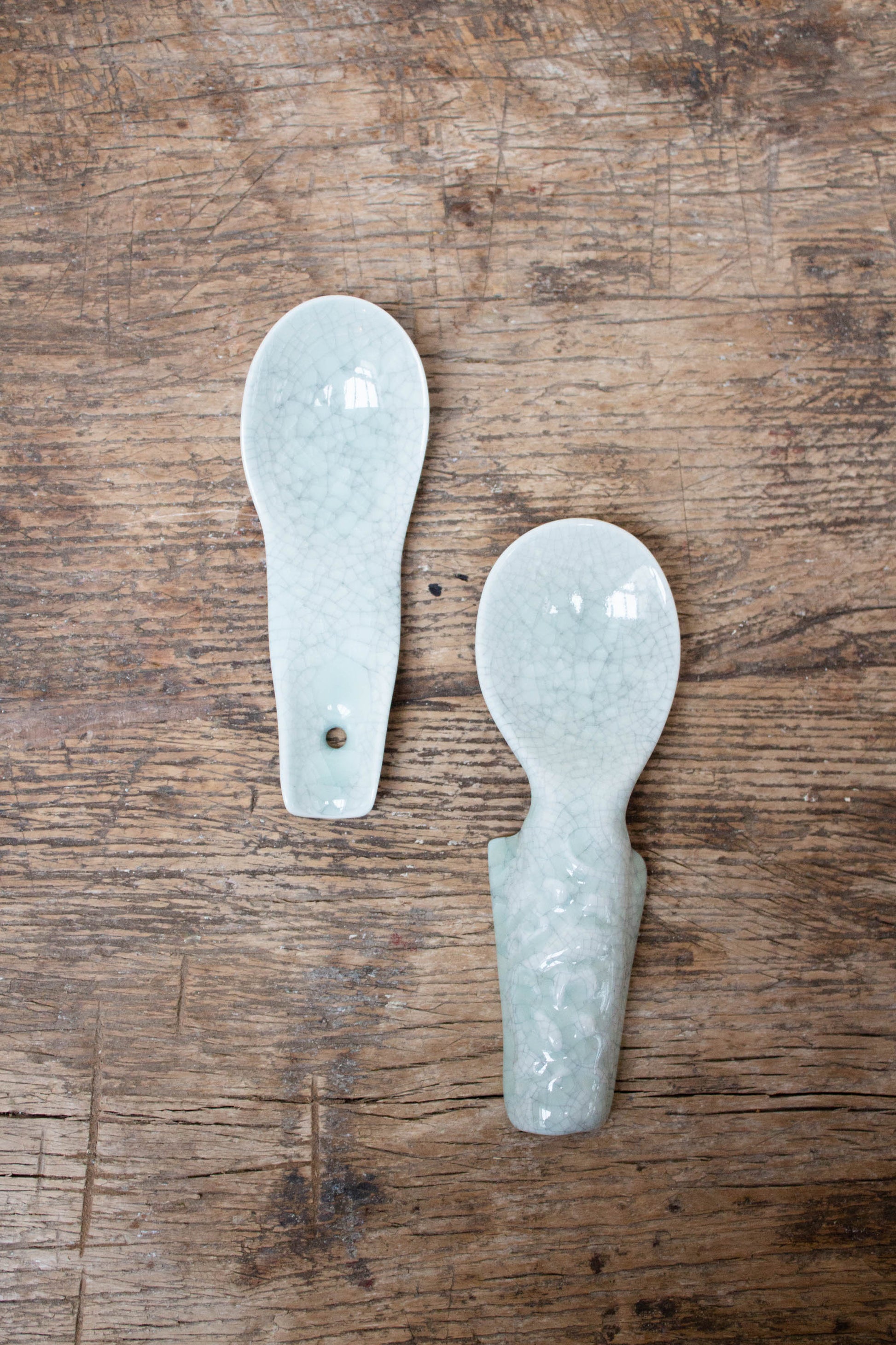 Top view of the Nami Dashi Spoon Celadon by Jars Ceramistes.