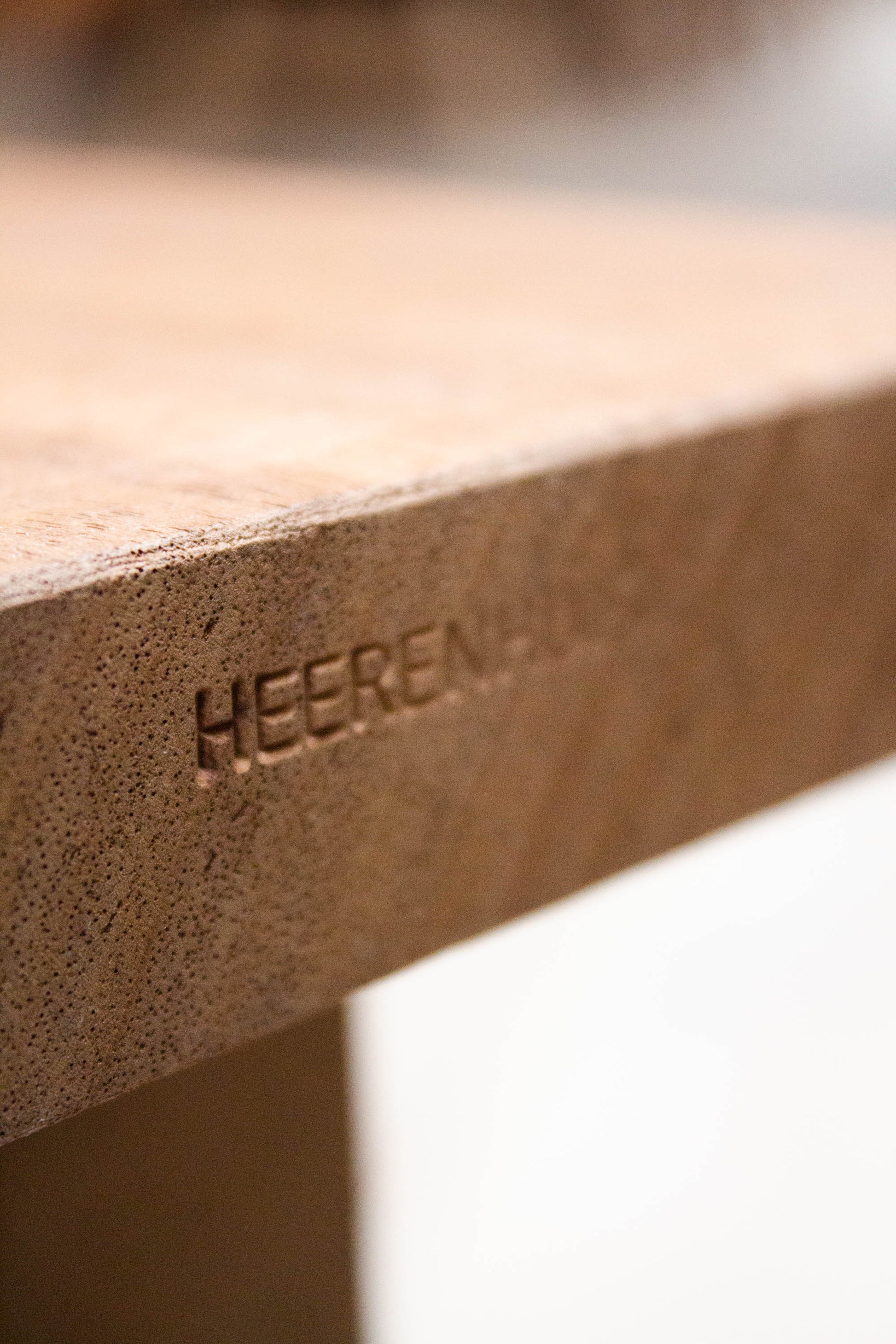 Details of the engraving in the Kombinat Stool / Nightstand by Heerenhuis.