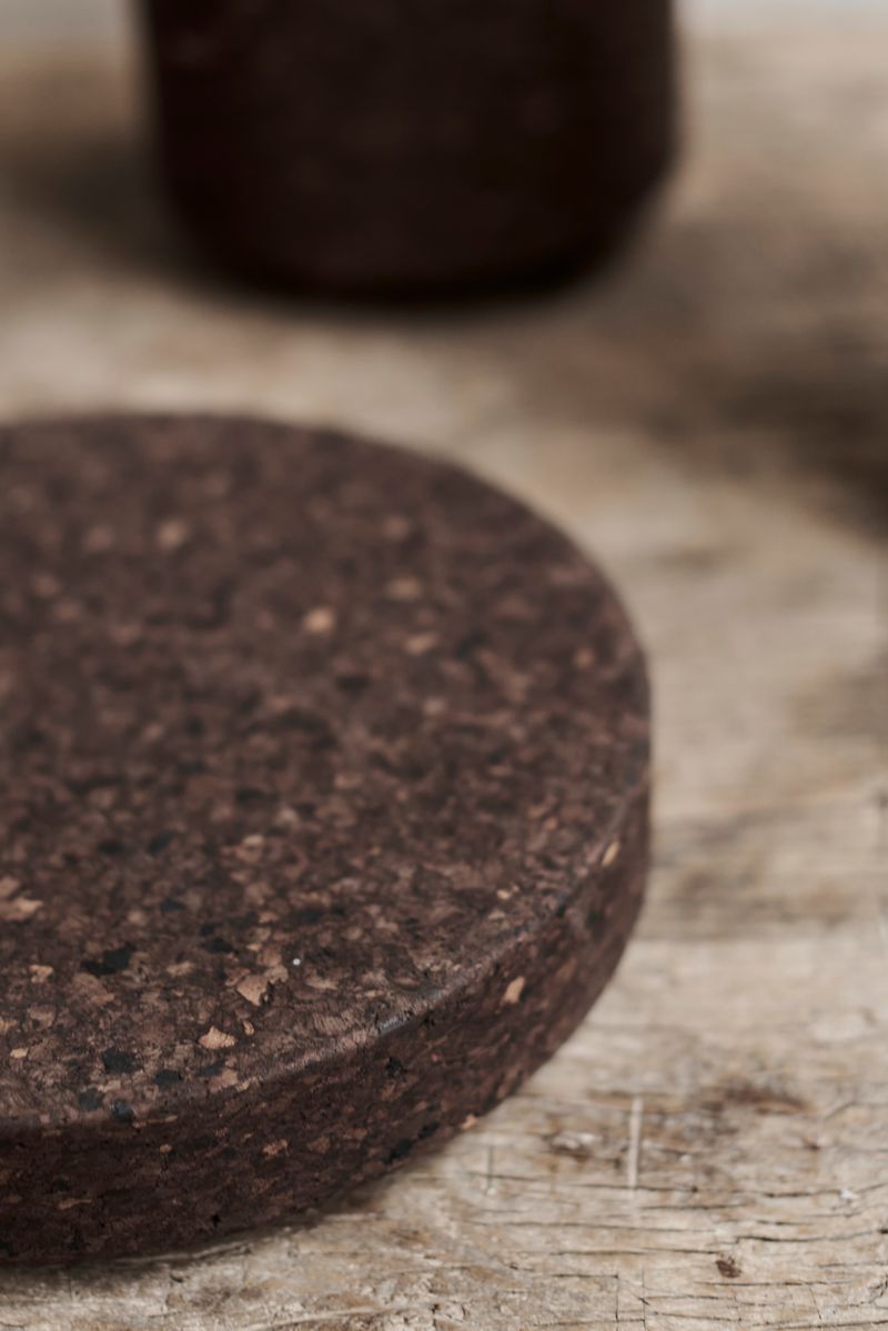 Burnt Cork Coasters set of five by Studio Corkinho detail photo