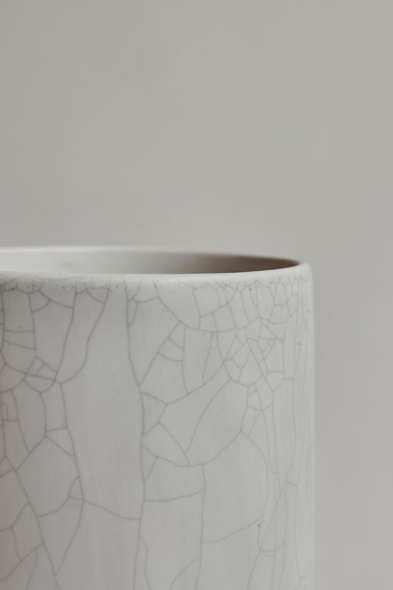Close-up of the Jars Anse Vase Crackled Glaze by Jars Ceramistes.