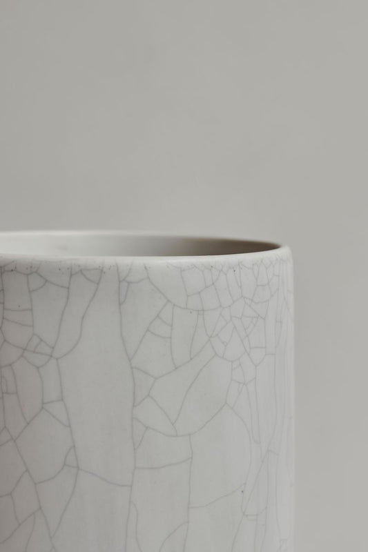 Close-up of the Jars Anse Vase Crackled Glaze by Jars Ceramistes.
