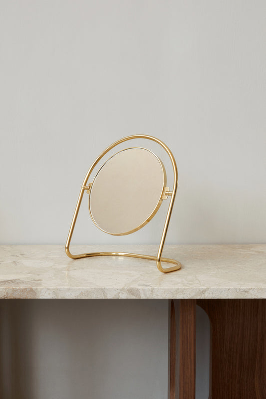 Nimbus Table Mirror by Menu in Polished Brass.