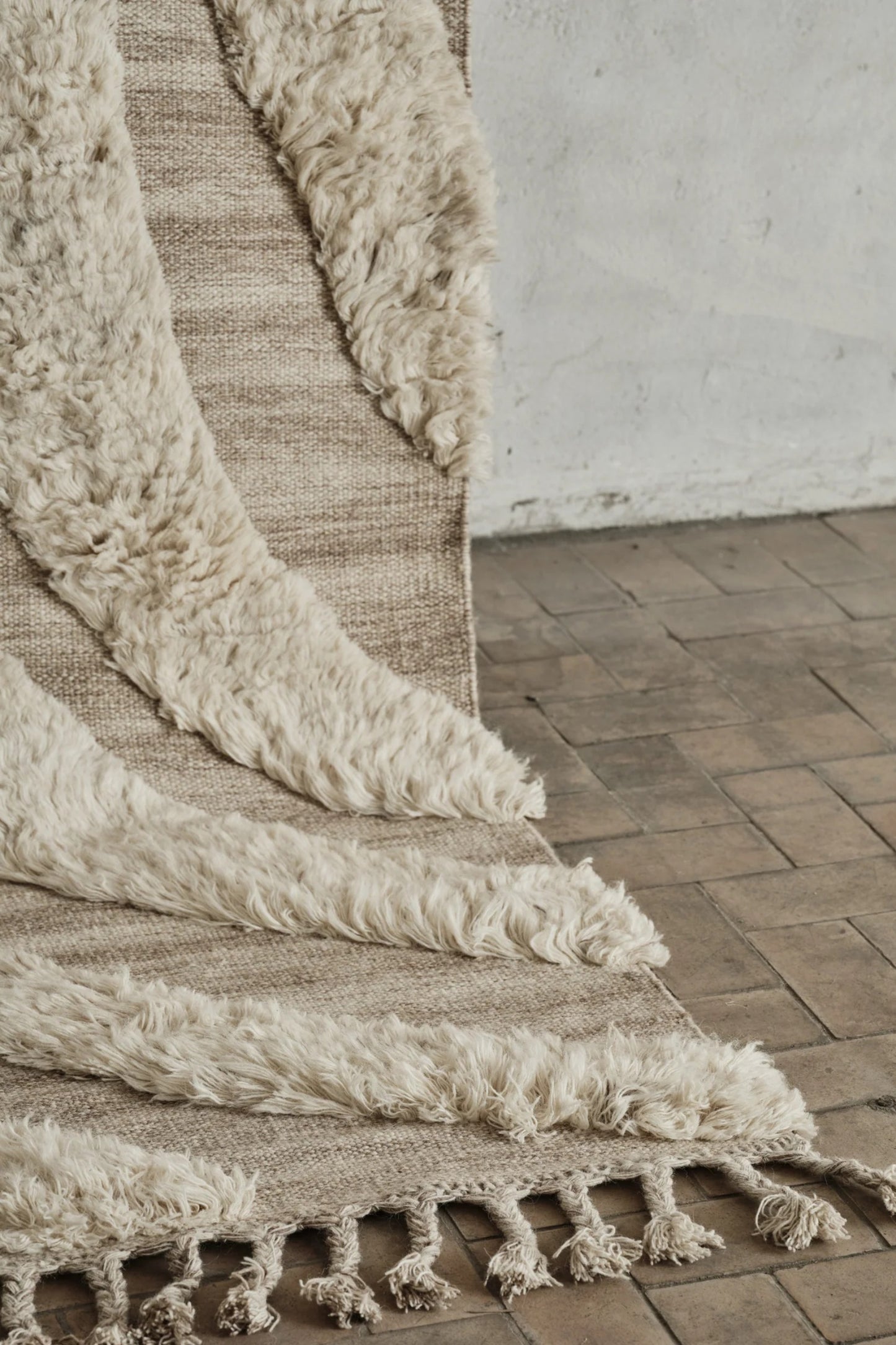 Handwoven Rug No.02 by Cappelen Dimyr - details of abstract strokes with tassels