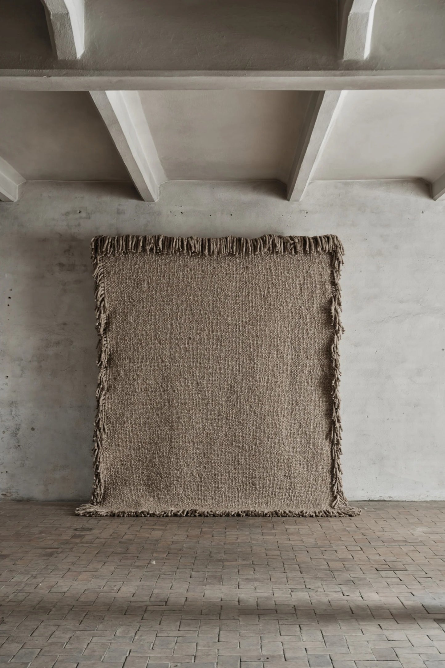 Cappelen Dimyr Handwoven Rug No.11 - beige rug hanging on wall