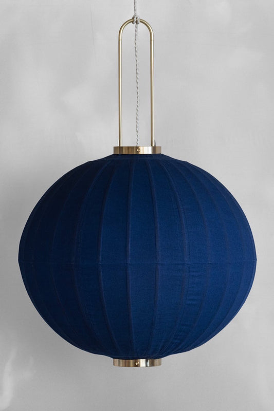 The round Mandarin shape Plant Dyed Lantern Blue by Taiwan Lantern.