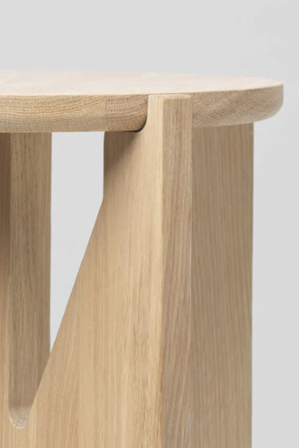Close-up of the Wooden Stool Natural Oak by Kristina Dam.