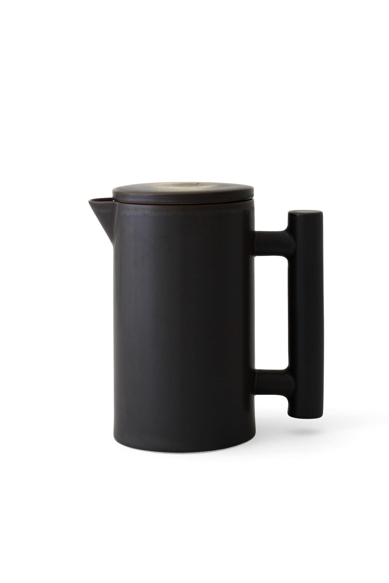 Tea coffee brewing pot ceramic speckled dark brown minimal look