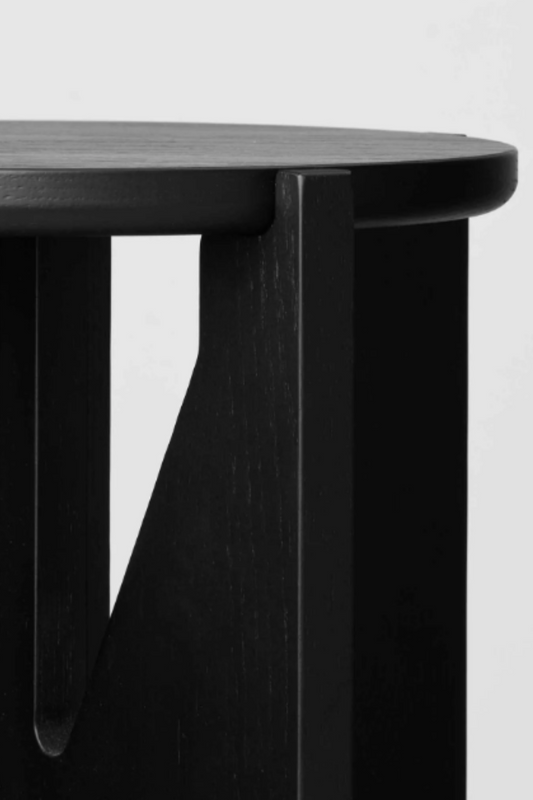 Close-up of the Wooden Stool Black by Kristina Dam.