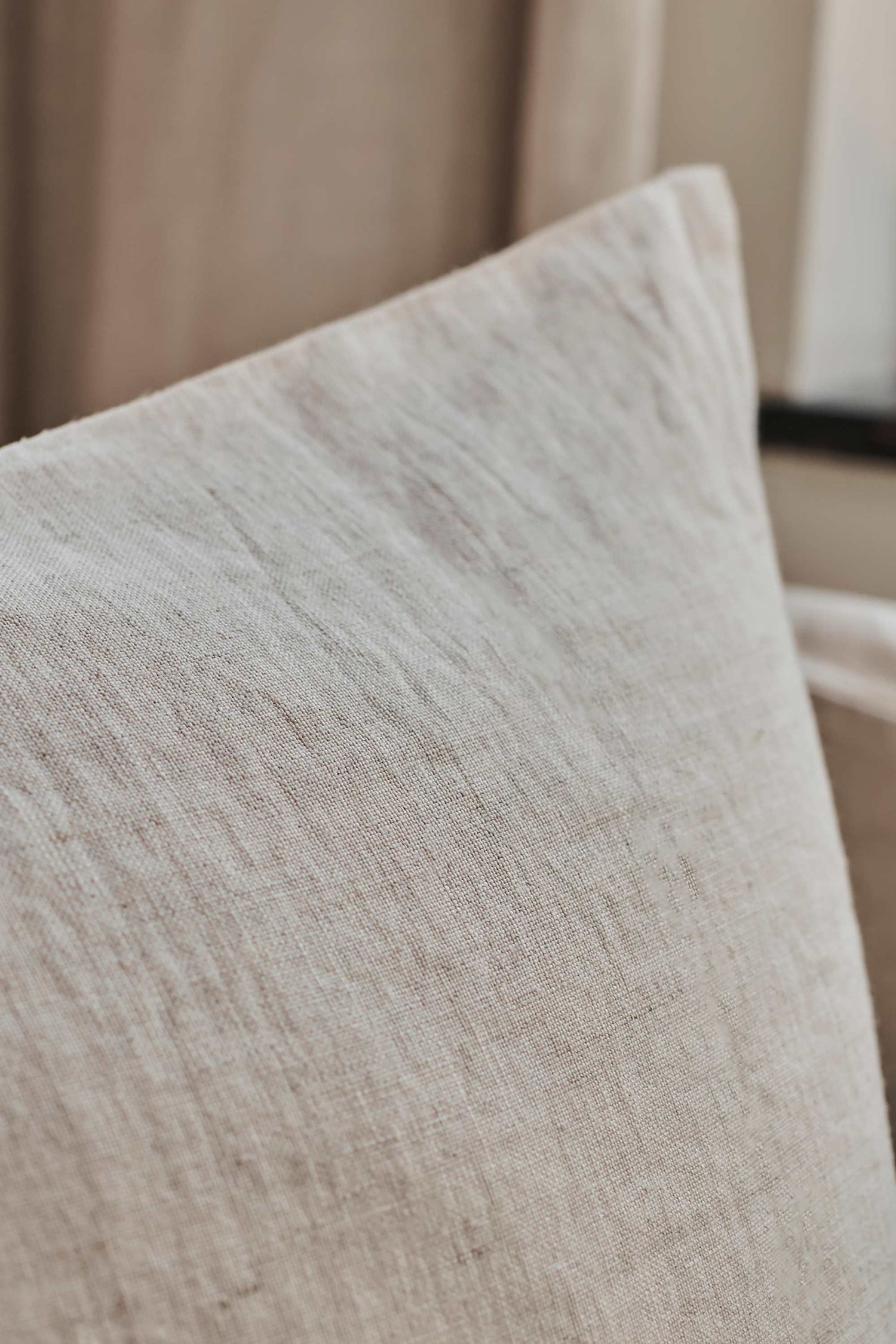 Close-up details of the Natural Linen Cushion by Timeless Linen.