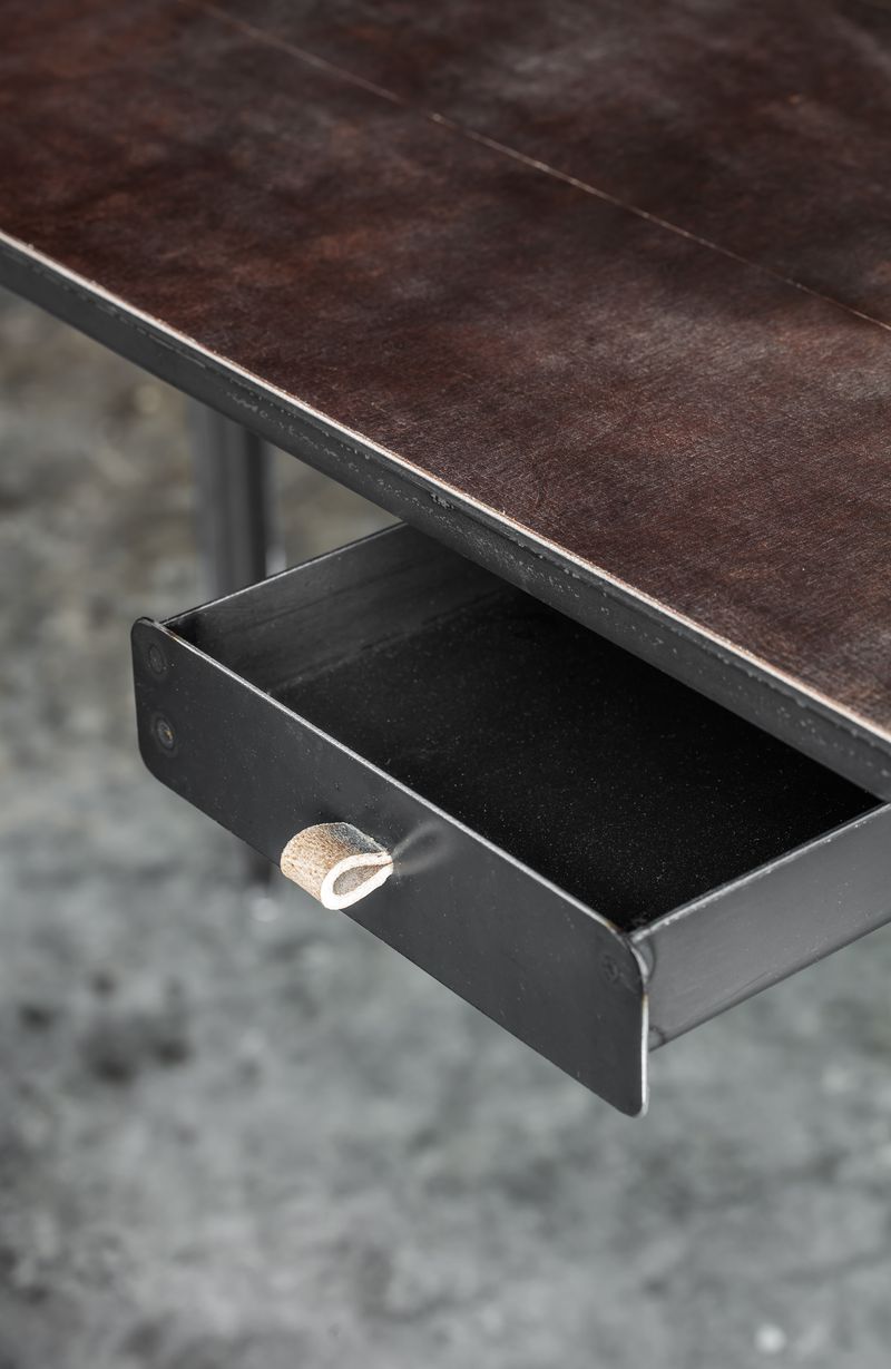 Heerenhuis metal and leather table desk